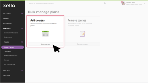 Bulk manage plans page. There is an Add courses tile, and a Remove courses tile. A cursor is selecting Add courses